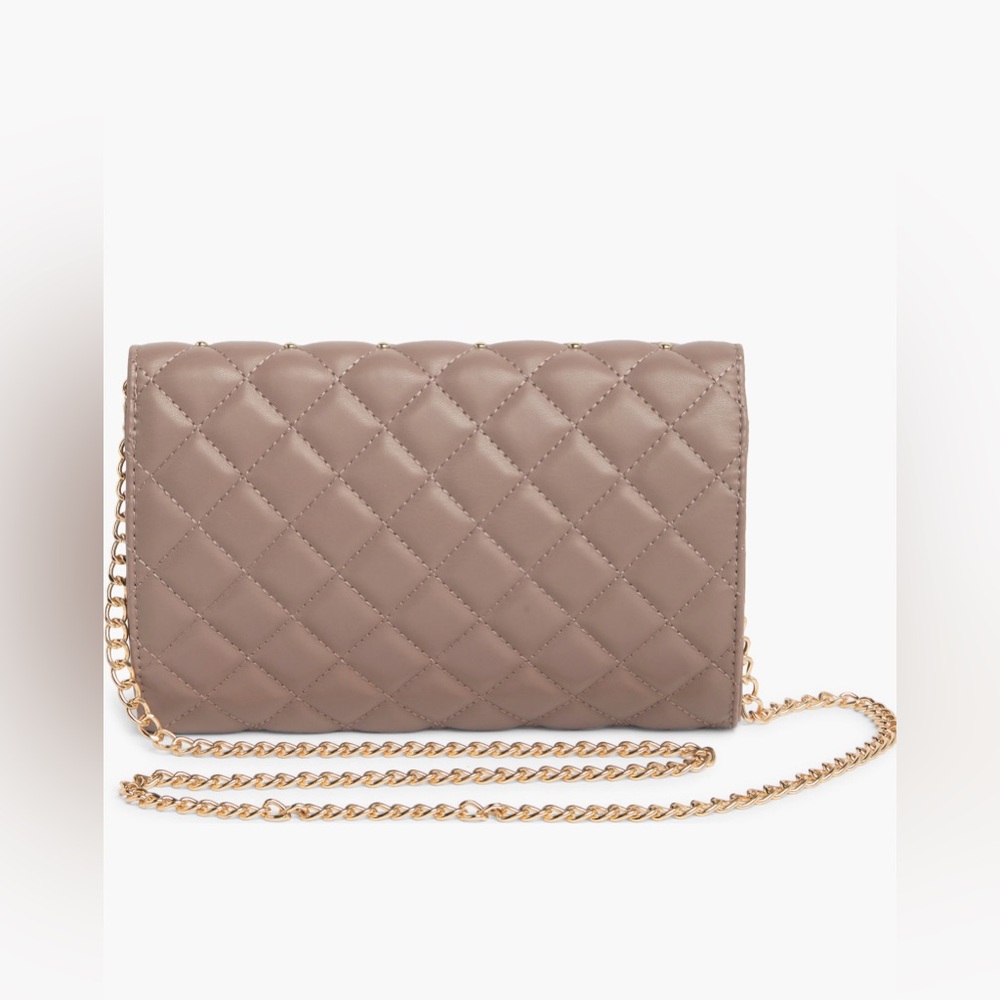 Badgley Mischka Quilted Shoulder Bag in Burgundy/gold studs and crossbody NWT - Picture 6 of 7